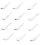 Set of 12 White Porcelain Soup Salad Spoons - 5 Inches