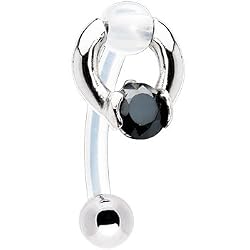 Black Zirconia Circular Drop Bioplast Intimate Piercing