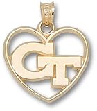 Georgia Tech Yellow Jackets Solid 10K Gold ''GT'' Heart Pendant