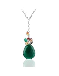 Chuvora Handwired Amethyst, Citrine, Peridot, Carnelian, Green Onyx, Rose Quartz, and Ruby Agate 17" Pendant Necklace With 925 Rolo Chain