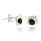 Junior Sterling Silver .925 Black Cats Eye Bead Mini Small Kid Stud Dolphin Earrings