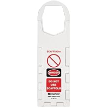 Brady SCAF-STH132 Plastic, 11-3/4" Height, 3-1/2" Width, White Color Scafftag Holders, Front Legend "Danger, Do Not Use Scaffold" (Pack Of 10)