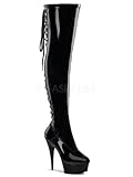 Sexy Black Back Lace Up Thigh High Boot - 13