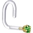 18 Gauge 1/4" Yellow Gold 1.5mm Green Cubic Zirconia Bioplast Nose Ring