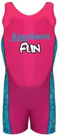Easy Swim Float Suit Sunproof Safety Kids Children Wetsuit (Small (3-4Y), Pink/Turkuoise)
