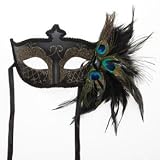 Black Venetian Half Feather Mask