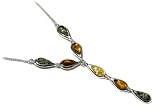 Sterling Silver Multi-Color Amber Teardrop Link Necklace