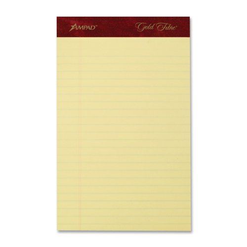 Ampad 20-029RGold Fibre Writing Pads, Jr. Legal Rule, 5x8 Inches, Canary, 50 Sheets per Pad (4 Pads per Pack)