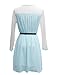 Allegra K Ladies Semi-Sheer Long Sleeves Splicing Belted Dress Light Blue S