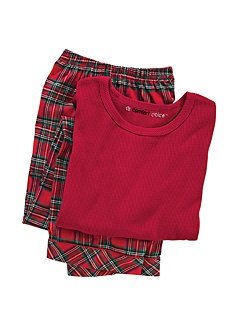 Woman Within Plus Size Thermal And Flannel Pajamas By Only Necessities (Red Tartan Plaid,1X)