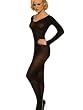 Sheer Long Sleeve Bodystocking Open Crotch Bodysuit Nude or Black Colors