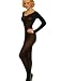 Sheer Long Sleeve Bodystocking Open Crotch Bodysuit Nude or Black Colors