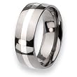 Sterling Silver Inlaid Polished Titanium Ring (8.0 mm) - Sizes 6-13