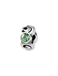 August Birthstone, 3-Stone Charm in Silver for 3mm Bracelets