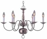 International Lighting 6 Light Solid Brass Americana Chandelier Polished Brass