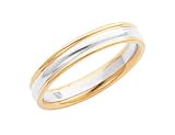 Ladies 4mm Ridged Wedding Band in 14K Yellow and White Gold