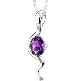 Buy 1.00 Carat Genuine Oval Shape Amethyst Sterling Silver Pendant Necklace by Peora