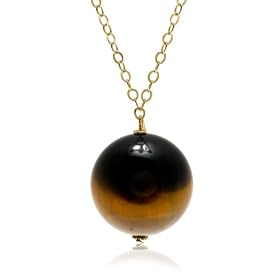 14k Yellow Gold Tiger's Eye Quartz Ball Necklace by 