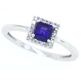 0.45ct Princess Cut Amethyst and Diamond Ring in 10Kt White Gold
