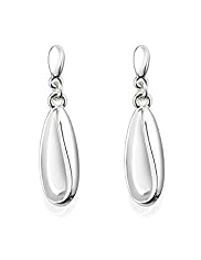 Silver Plated Sleek Wave Drop Earrings
