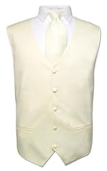 Men's CREAM Dress Vest and NeckTie Set for Suit or Tuxedo