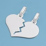 Sterling Silver - Heart - Broken Heart - 17mm Pendant Height