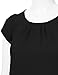 JJ Perfection Women's Solid Woven Pleated Petal Short Sleeve Blouse