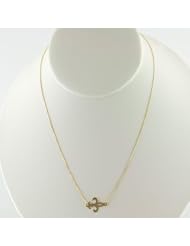 14 Karat Yellow Gold Sideways Polished Fleur De Lis Adjustable Necklace