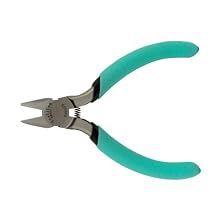 Xcelite S424NJS Diagonal Relieved Head Cutter, Flush Jaw, 4" Length, 5/8 Jaw Length, Green Cushion Grip Handle