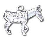 Solid Sterling Silver Democratic Donkey Charm