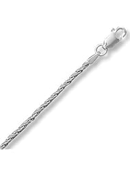 French Wheat Chain Necklace 1.7mm Rhodium on Sterling Silver Nontarnish
