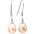 Pearl Essence 7-8mm AAAA Drop Earrings in Platinum Overlay CAREFREE Sterling Silver, Peach