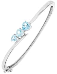 Blue Topaz and 925 Sterling Silver Bangle