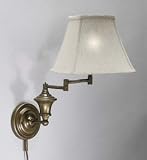 Swing Arm Plug in Lamp in Ant Brass, White shade
