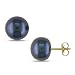 10K Yellow Gold Freshwater Button Shape Pearl Earrings