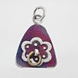 Flower Pendant with Decorative Ring in Patina Finish and Sterling Silver, #9166