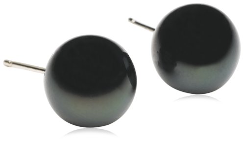 14k White Gold 10-10.5mm Tahitian Pearl Stud Earrings
