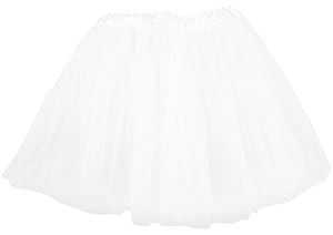 Simplicity Women's Classic Elastic, 3-Layered Tulle Tutu Skirt, White, One Size