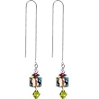 Handcrafted Genuine Sterling Silver Green IMPERIOUS CUBE Threader Earrings MADE WITH SWAROVSKI ELEMENTS