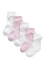 5 Pairs of Cotton Rich Organza Frill Socks