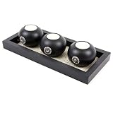 3 Round T-Lite Holders with Glass Bead Decoration in Tray