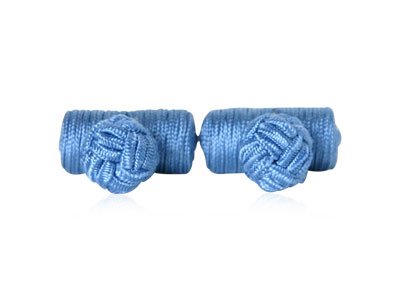 Classic Steel Blue Silk Knot Log Cufflinks with Presentation Box