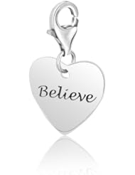 Sterling Silver Heart BELIEVE Charm
