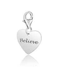 Sterling Silver Heart BELIEVE Charm