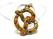 Delicious 3d Golden Brown Pretzel Charm Necklace with Multi-Colored Crystals ~ Silver Tone