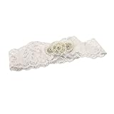 Ivy Lane Design Vintage Pearl Appliqué Wedding Garter, Small, Ivory