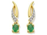 9ct Gold Diamond and Emerald Dropper Earrings