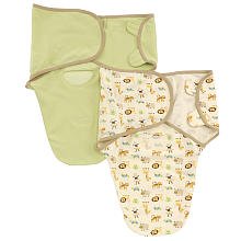Summer Infant 2 Pack 100% Oragnic Cotton Knit Swaddleme, Ivory/Green