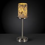 Justice Design ALR-8799-10-NCKL, Alabaster Rocks Dakota 3 Way Torchiere Table Lamp, 1LT, 60w, Nickel