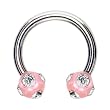 16 Gauge Pink Tiffany Gem Ball Horseshoe Circular Barbell
